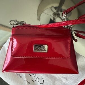 Beijo Red Patent Mini Crossbody Wristlet